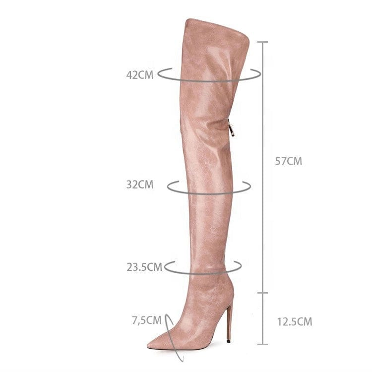 TX   Latest New Stiletto High-Heel Over Knee Boots Back Zipper Silver Designer Fashion Women's Thigh High Boots