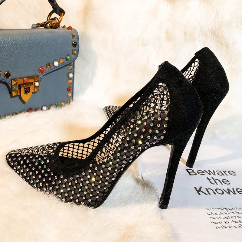 TX New Arrivals Explosive style mesh point diamond stiletto high heel women sandals