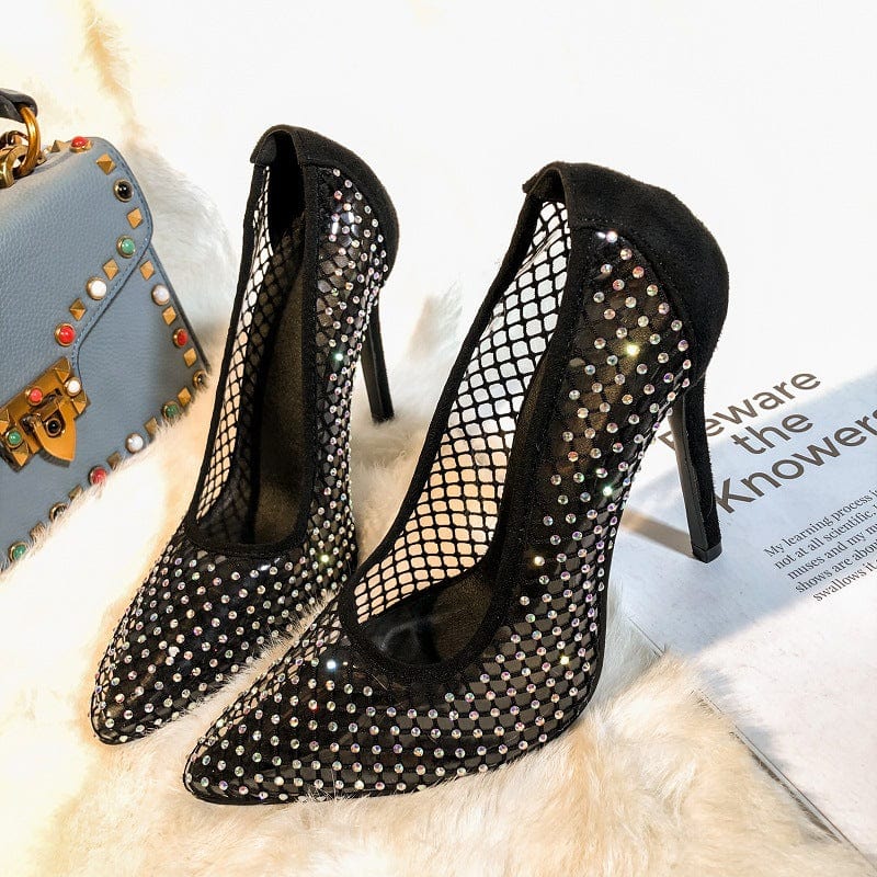 TX New Arrivals Explosive style mesh point diamond stiletto high heel women sandals