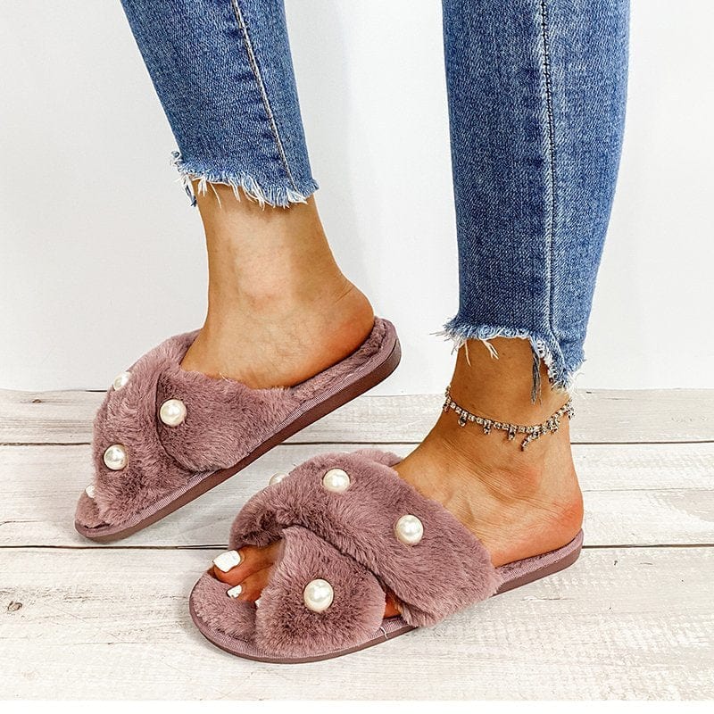 TX Spring new style plush shoes women's shoes flat sandals and slippers women