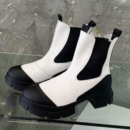 TX Wholesale Martin boots new short boots muffin platform leather Chelsea white chimney boots