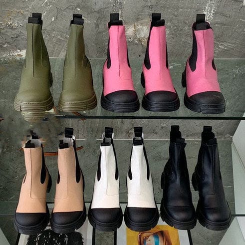 TX Wholesale Martin boots new short boots muffin platform leather Chelsea white chimney boots