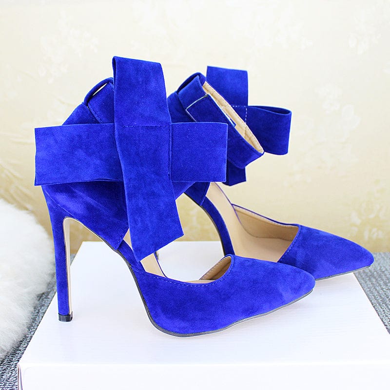 US8.5=EUR40 / Blue Deleventh Shoes 621 Factory Hot Sale Pointed Toe Ladies Shoes Butterfly High Heels Solid Women's Pumps Stock high heels shoes