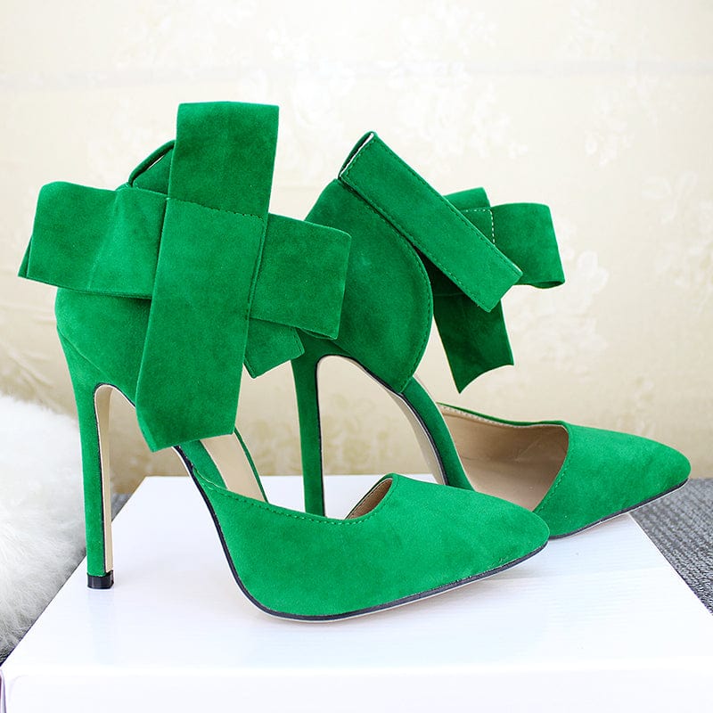 US8.5=EUR40 / Green Deleventh Shoes 621 Factory Hot Sale Pointed Toe Ladies Shoes Butterfly High Heels Solid Women's Pumps Stock high heels shoes