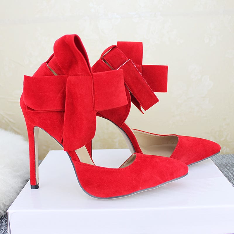 US8.5=EUR40 / Red Deleventh Shoes 621 Factory Hot Sale Pointed Toe Ladies Shoes Butterfly High Heels Solid Women's Pumps Stock high heels shoes