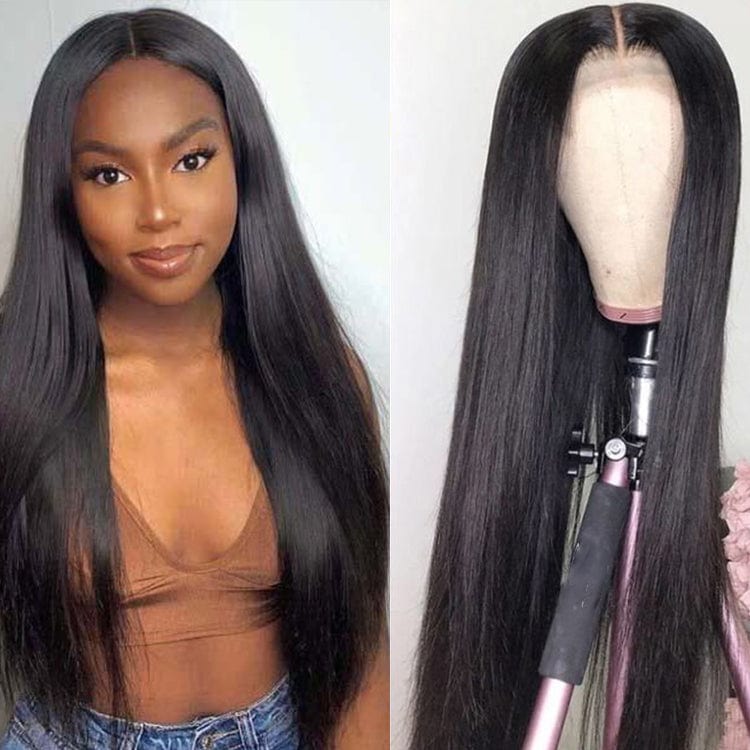 Virgin Brazilian Raw Hair Silk Straight 13x4 Lace Front Hair Wigs Bone Straight Human Hair