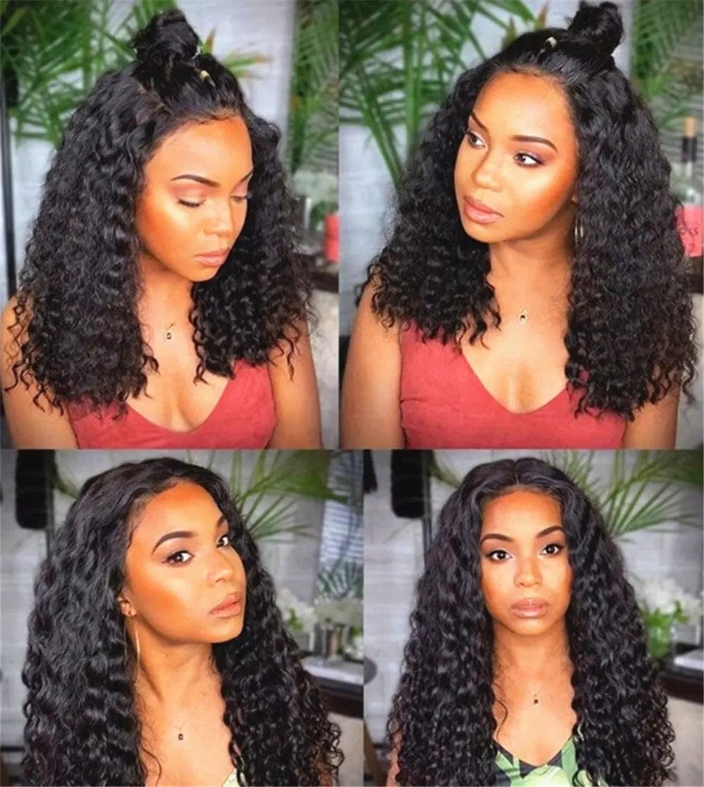 Virgin Cuticle Aligned Hair Frontal Wig For Black Women Kinky Curly High Ponytail Virgin Brazilian 360 Lace Frontal Wig