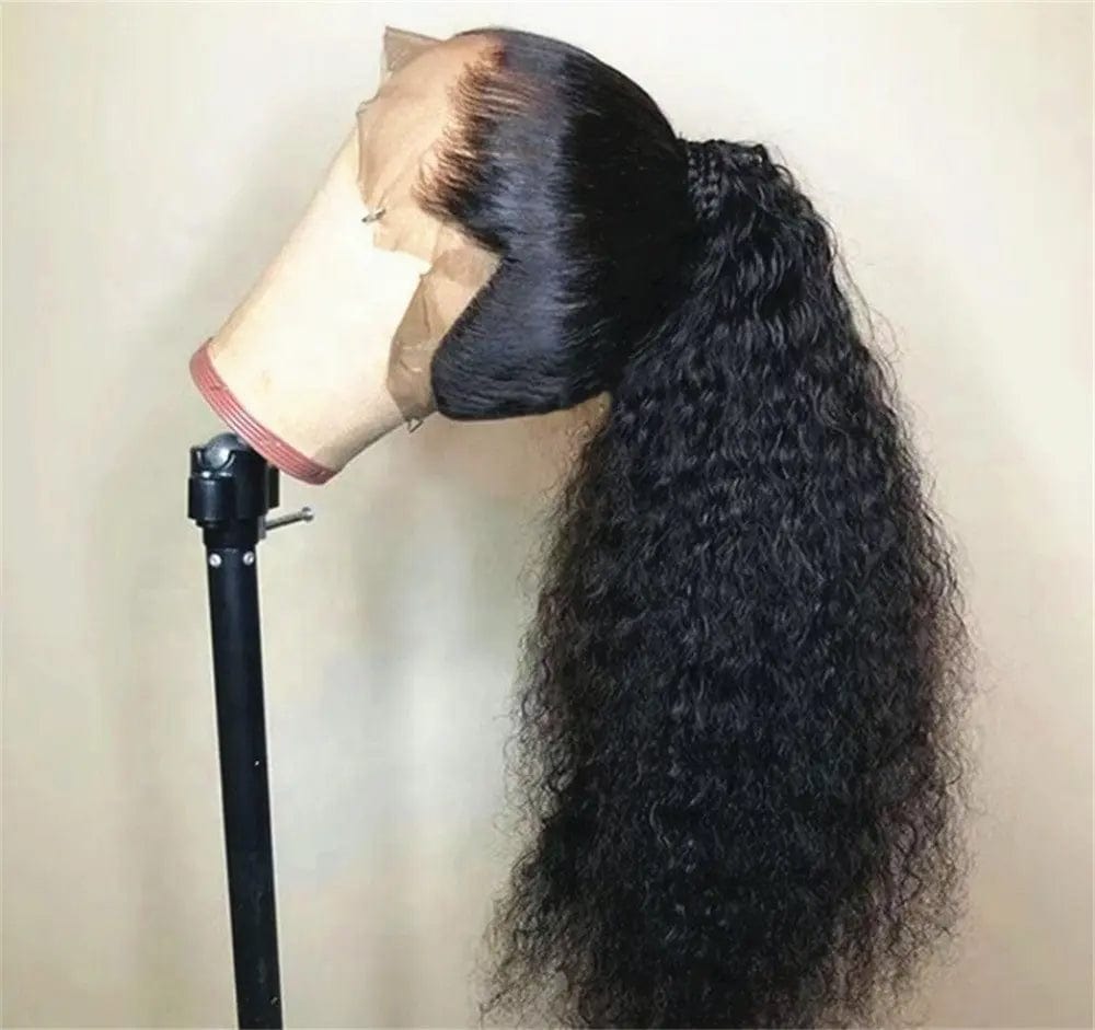 Virgin Cuticle Aligned Hair Frontal Wig For Black Women Kinky Curly High Ponytail Virgin Brazilian 360 Lace Frontal Wig