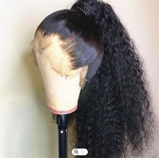 Virgin Cuticle Aligned Hair Frontal Wig For Black Women Kinky Curly High Ponytail Virgin Brazilian 360 Lace Frontal Wig