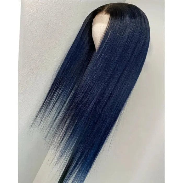 Virgin Human Hair Dark Blue Bone Straight Wig Cuticle Aligned Unprocessed Brazilian Hair Lace Front Wigs