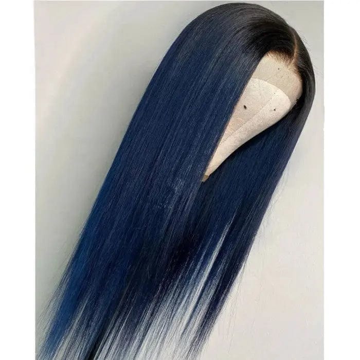 Virgin Human Hair Dark Blue Bone Straight Wig Cuticle Aligned Unprocessed Brazilian Hair Lace Front Wigs