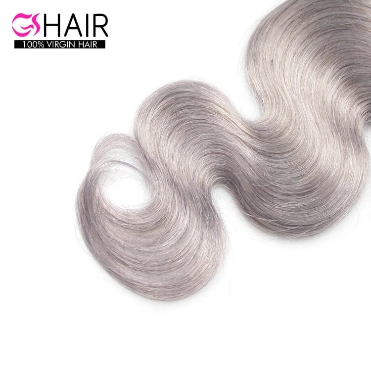 wholesale 100% human hair grey extension weave bundle with closure , ombre gray human hair Swiss lace front wigs