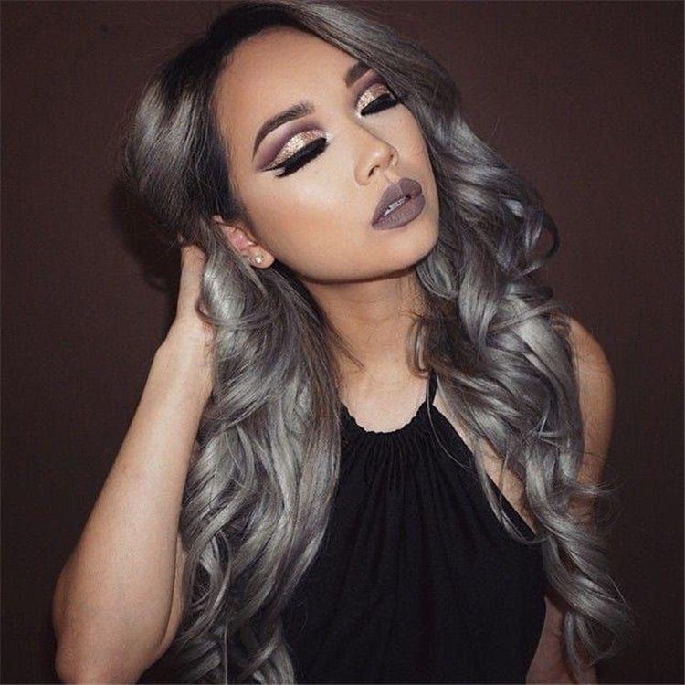 wholesale 100% human hair grey extension weave bundle with closure , ombre gray human hair Swiss lace front wigs