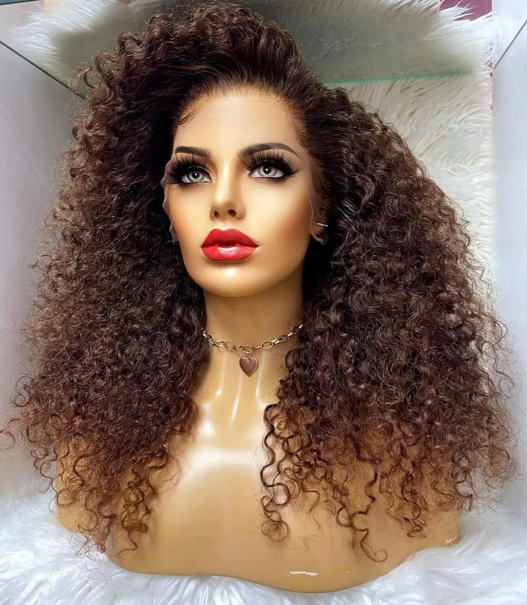 Wholesale Afro Deep Curly Ombre Brown Brazilian Human Hair 13*4 Lace Front Wigs for Black Women