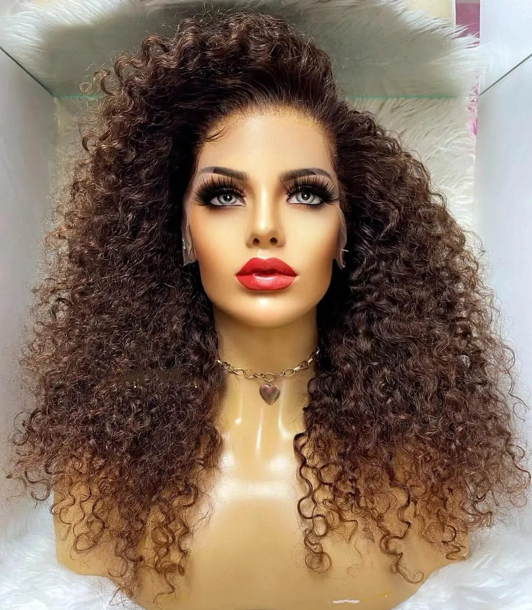 Wholesale Afro Deep Curly Ombre Brown Brazilian Human Hair 13*4 Lace Front Wigs for Black Women