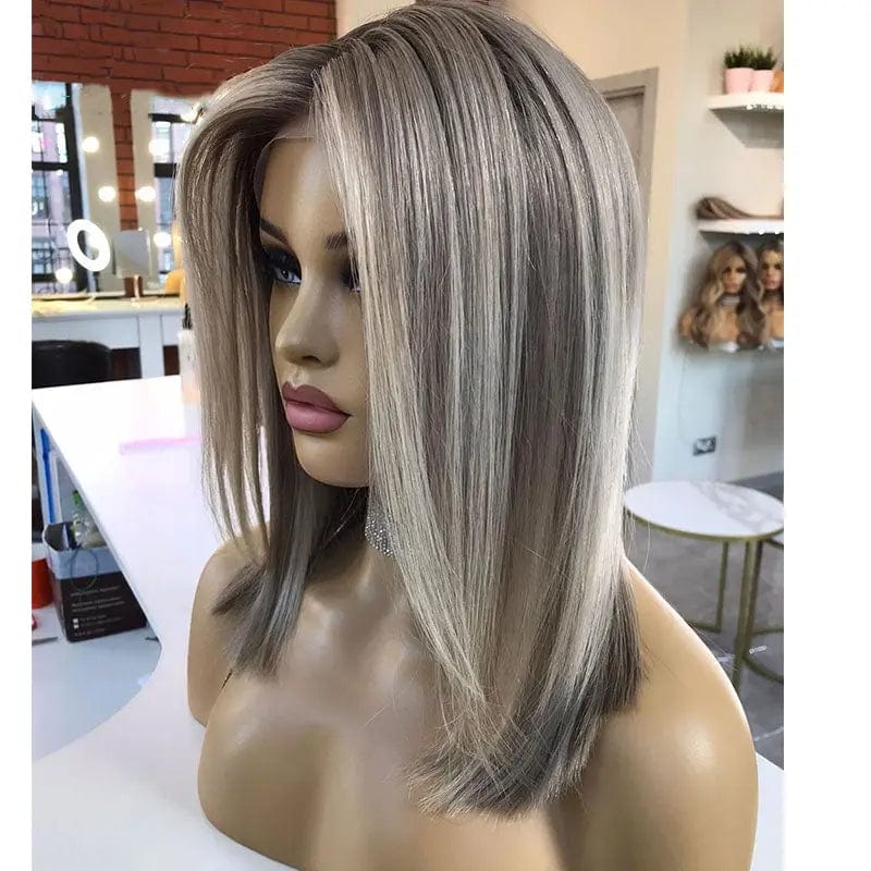 Wholesale Bob Wigs  Highlight Ash Blonde  Natural Wave European Human Hair 13*4 Lace Front Wigs for Women