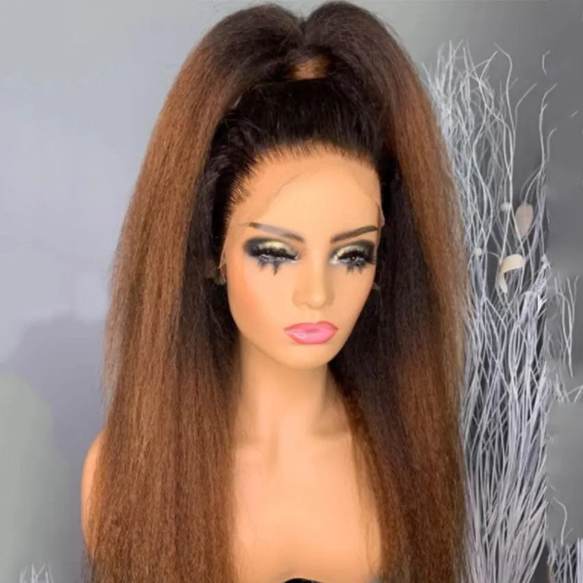 Wholesale Brazilian Kinky Straight Full Lace Wig Yaki Human Hair Wigs Ombre Lace Front Human Hair Wig for Women