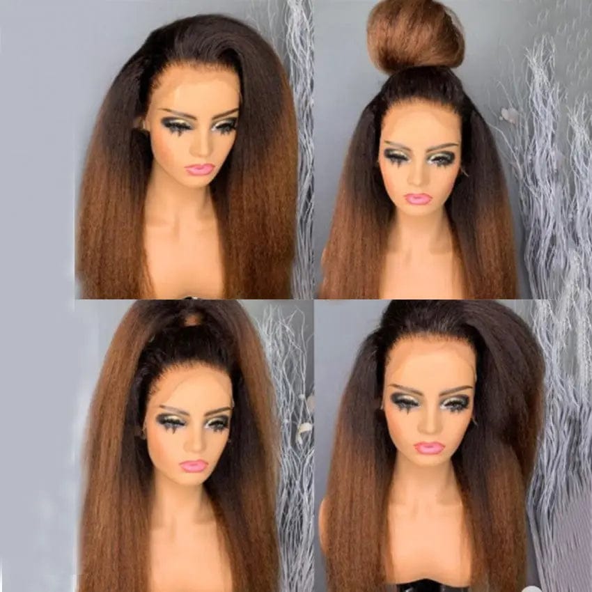 Wholesale Brazilian Kinky Straight Full Lace Wig Yaki Human Hair Wigs Ombre Lace Front Human Hair Wig for Women