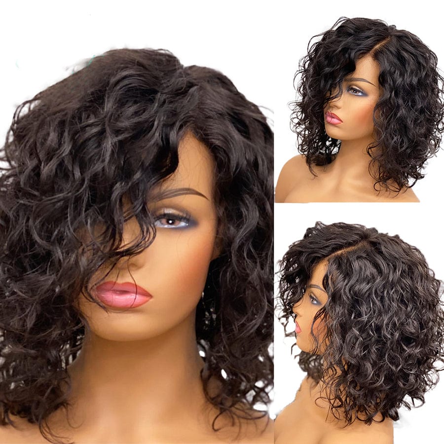 Wholesale Brazilian Short Curly Human Hair Wig Glueless Cuticle Aligned Virgin Short Bob Human Hair Lace Front Wigs