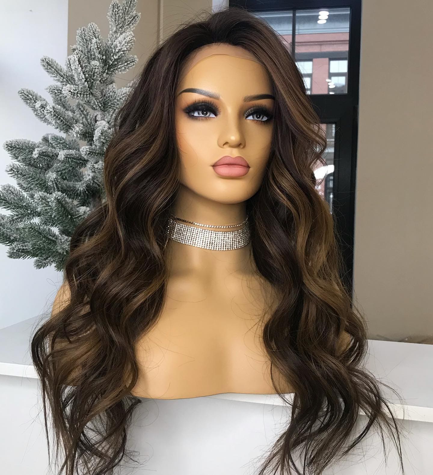 Wholesale Highlight Brown Silky Straight Natural Raw Indian Hair 13*4 Lace Front Wigs for Women