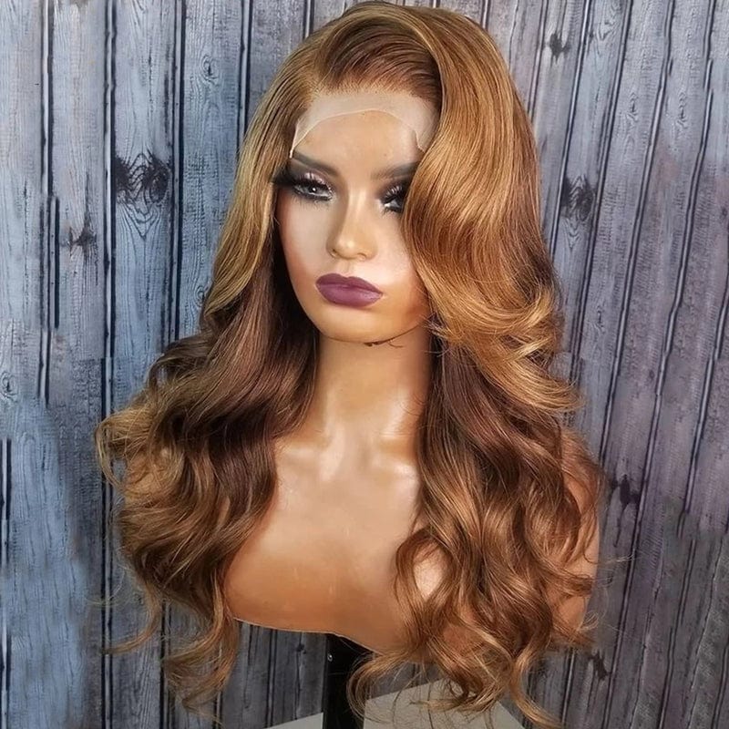 Wholesale Honey Brown Align Virgin Human Hair Wigs Luxury Pre-Plucked Body Wave Customized Lace Front Wig