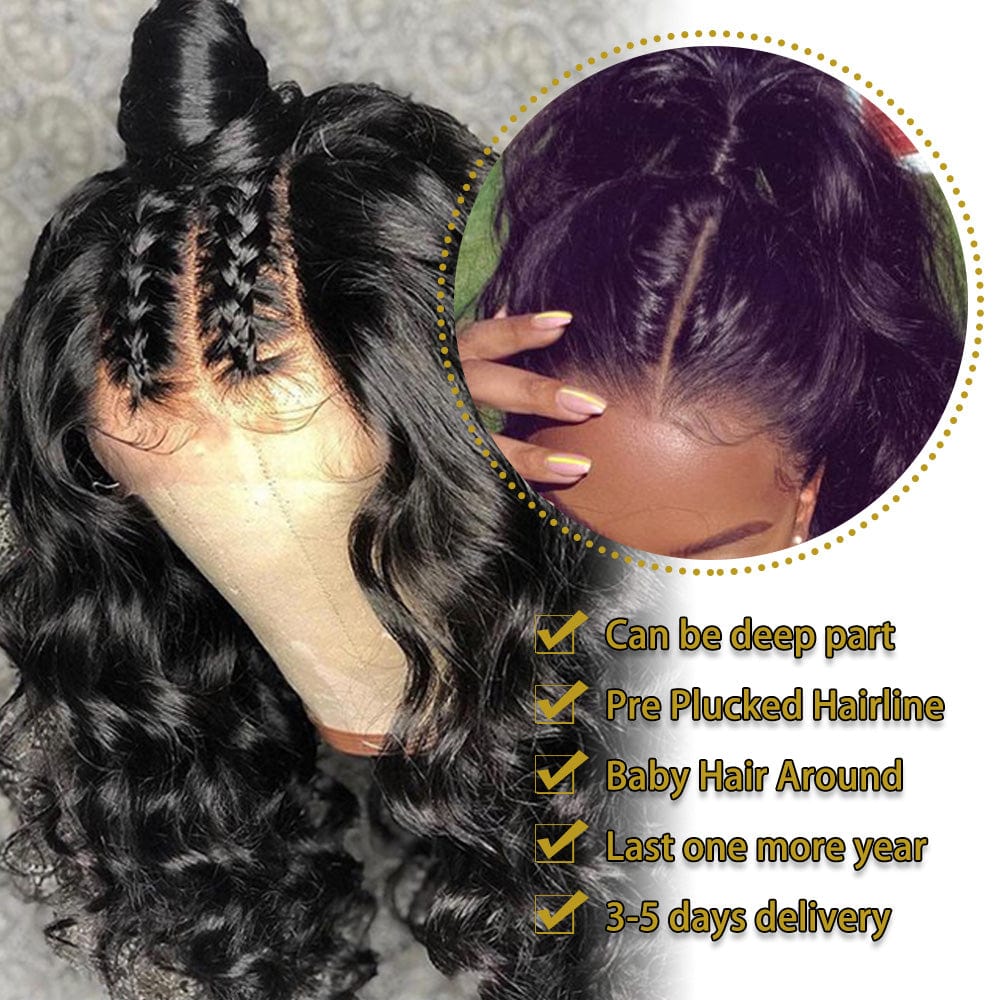 Wholesale lace closure loose wave wig for black women,loose wave virgin hair wig with baby hair, brazilian loose wave wig