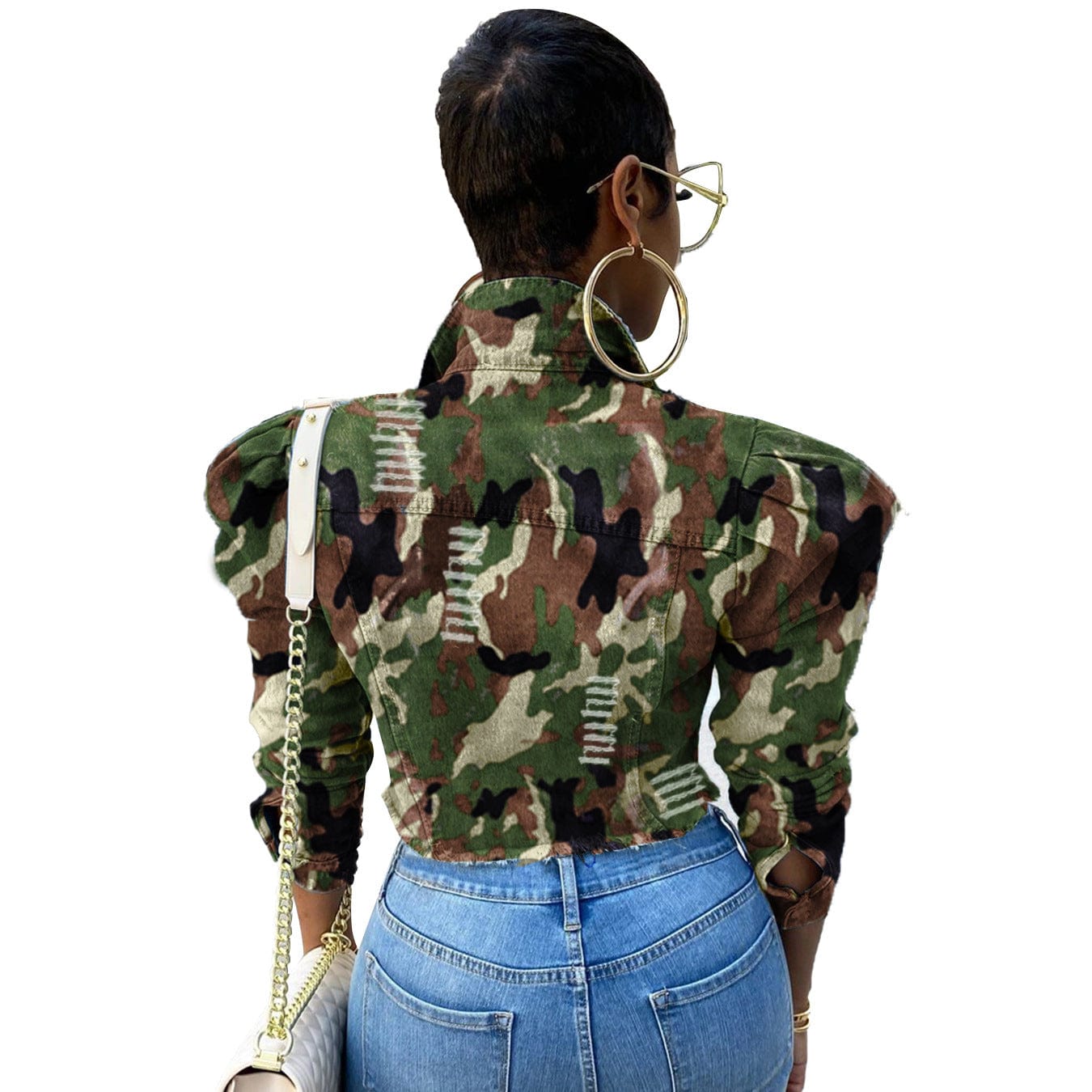 Wholesale New Camouflage Jackets Short Jeans Jacket Turn Down Collar Button Denim Outwear For Women'S Denim Jacket