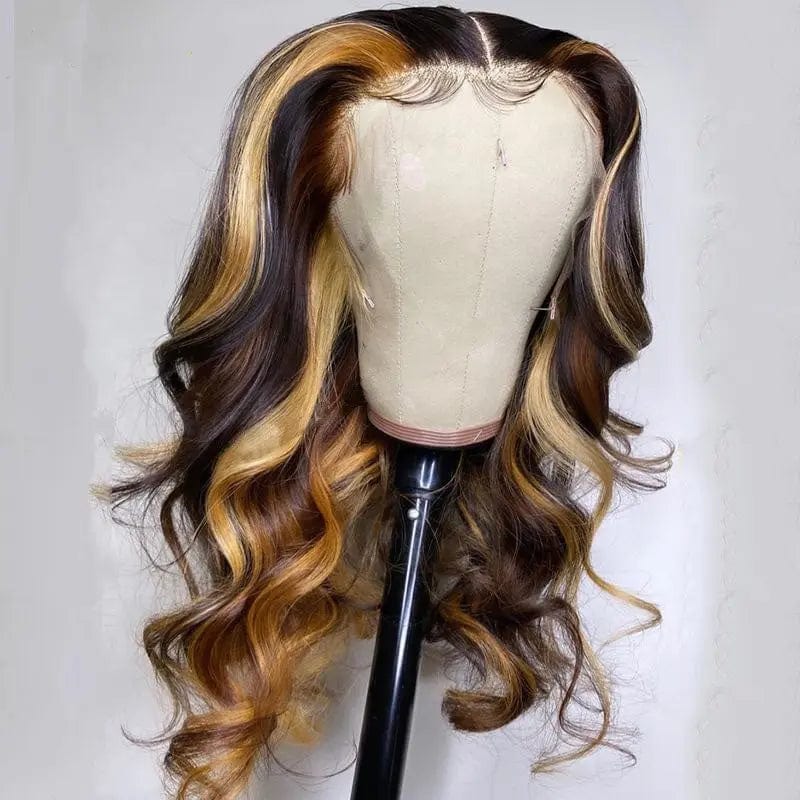 Wholesale Ombre Honey Brown Lose Wave Remy Hair 100% Human Hair Wig Lace Front Wigs