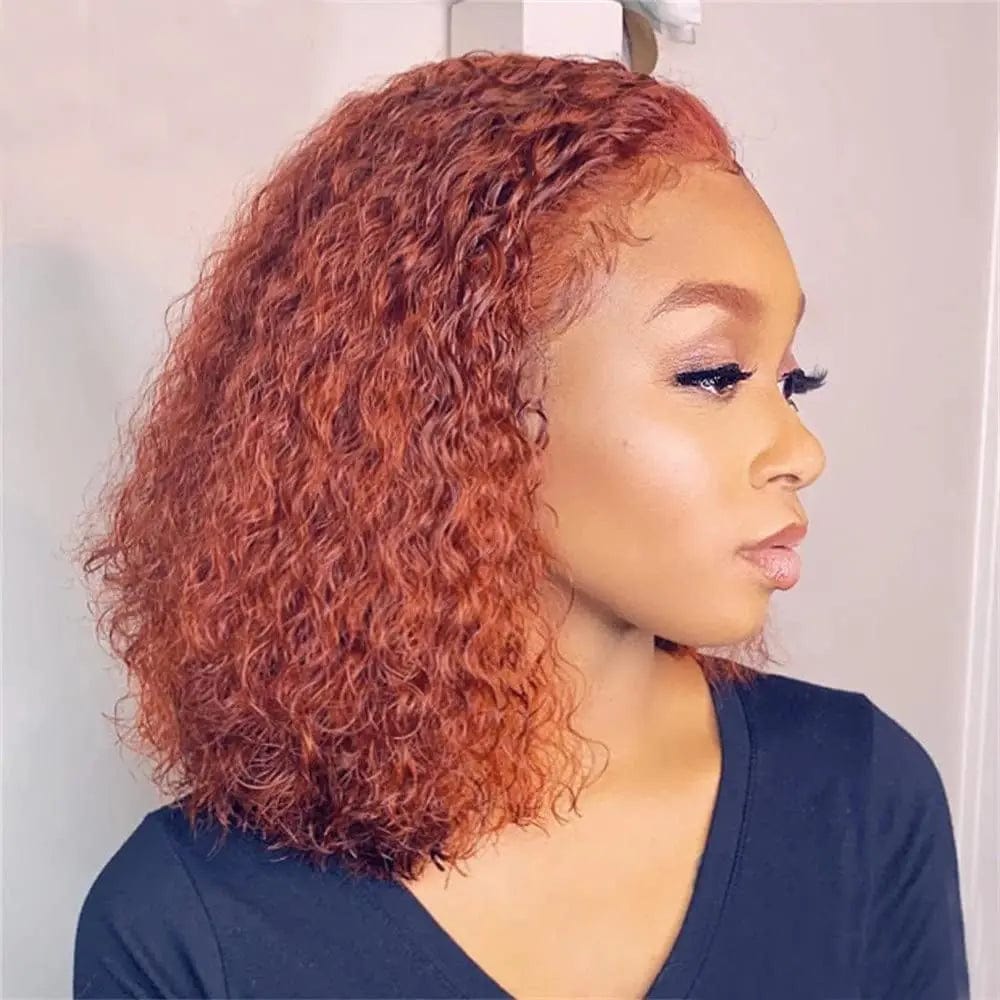 Wholesale Orange Deep Curly Remy Virgin Human Hair Lace Front Wigs for Black Women