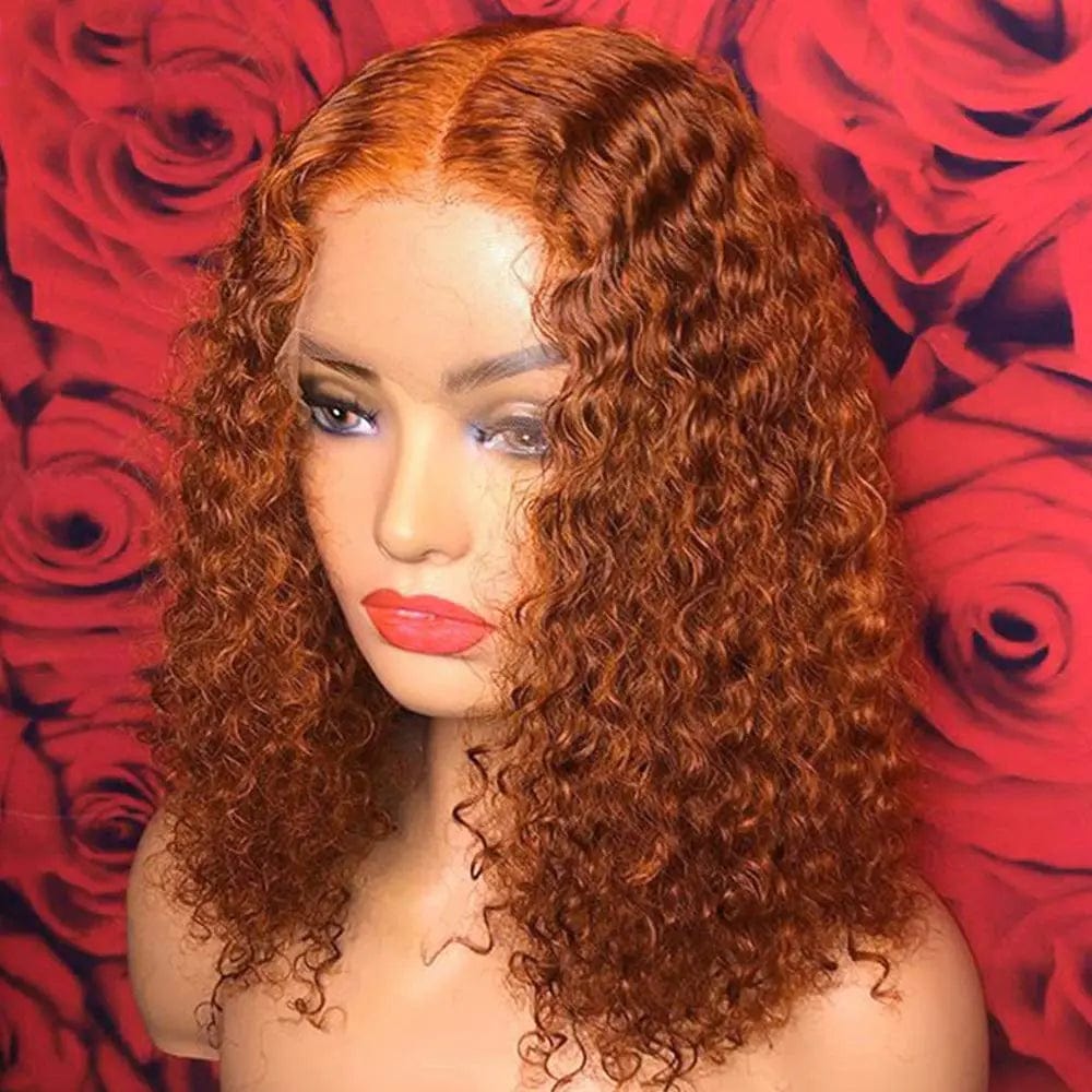 Wholesale Orange Deep Curly Remy Virgin Human Hair Lace Front Wigs for Black Women