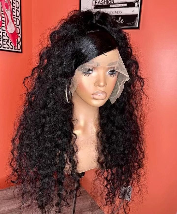 Wholesale Pre Plucked Brazilian Unprocessed Hair Deep Wave Lace Front Wigs for Black Women