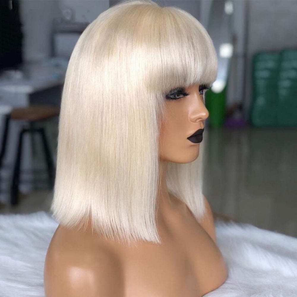 Wholesale Price 613 Blonde Bob Wig With Full Bangs 100% Virgin Human Hair Straight Short Bob Wig Non Lace Wigs For Black Women