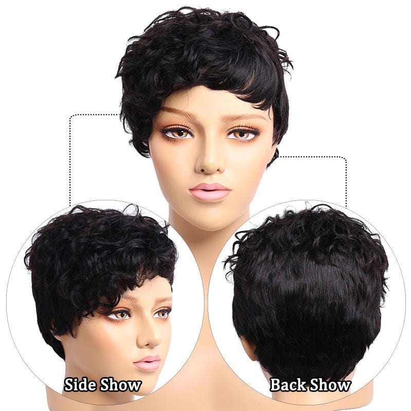 Wholesale Price Free Sample Courte Perruque Indian Straight Human Hair Cut Wigs Glueless Full Machine Made Short Pixie Wig