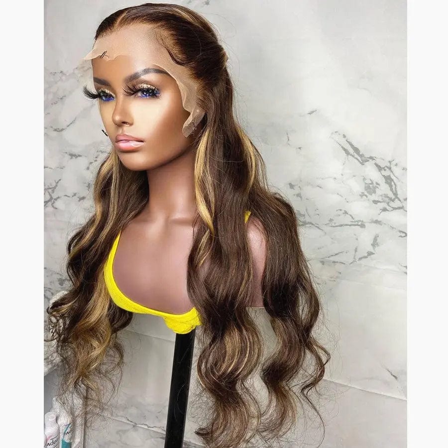 Wholesale Price Ombre Blonde Wave Virgin Full Cuticle Aligned Human Hair Lace Front Wigs For Black Women