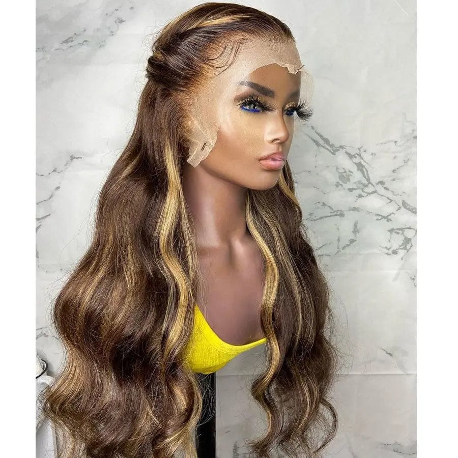 Wholesale Price Ombre Blonde Wave Virgin Full Cuticle Aligned Human Hair Lace Front Wigs For Black Women