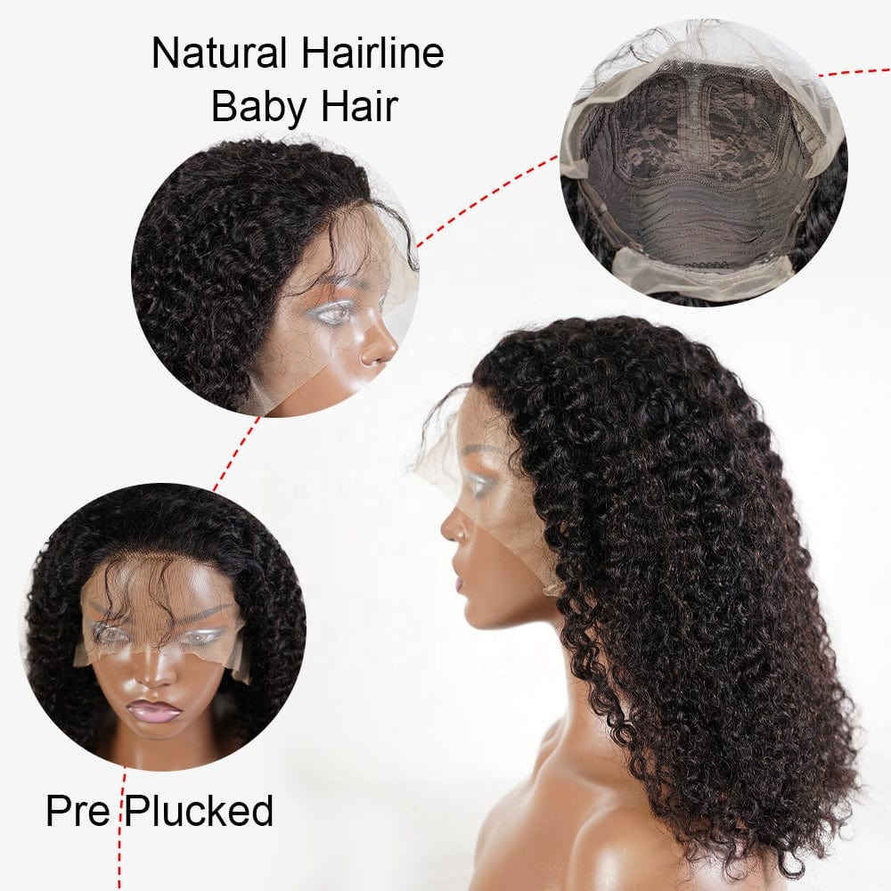 Wholesale Raw Indian Human Hair Virgin Deep Curly Wave Side Part Short Lace Front Closure Bob Wig For Black Women