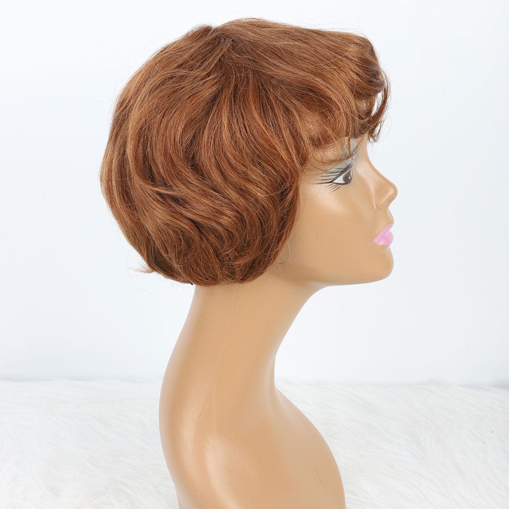 Wholesale Raw Unprocessed Indian Hair Machine Made Wig Short Human Hair Wigs Pixie Cut curly  Hair Wig for Black Women