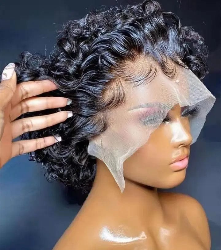 Wholesale Short Bob Pixie Cut Curly Wigs Raw Virgin Indian Human Hair 13*4 Lace Front Wigs