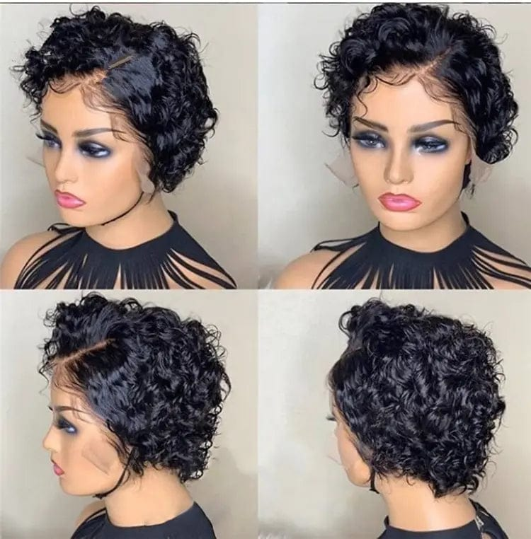 Wholesale Short Bob Pixie Cut Curly Wigs Raw Virgin Indian Human Hair 13*4 Lace Front Wigs