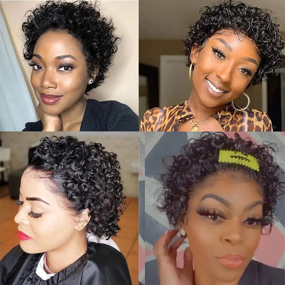 Wholesale Short Bob Wig Pixie Curly Wigs Human Hair Lace Front Wigs for Black Women