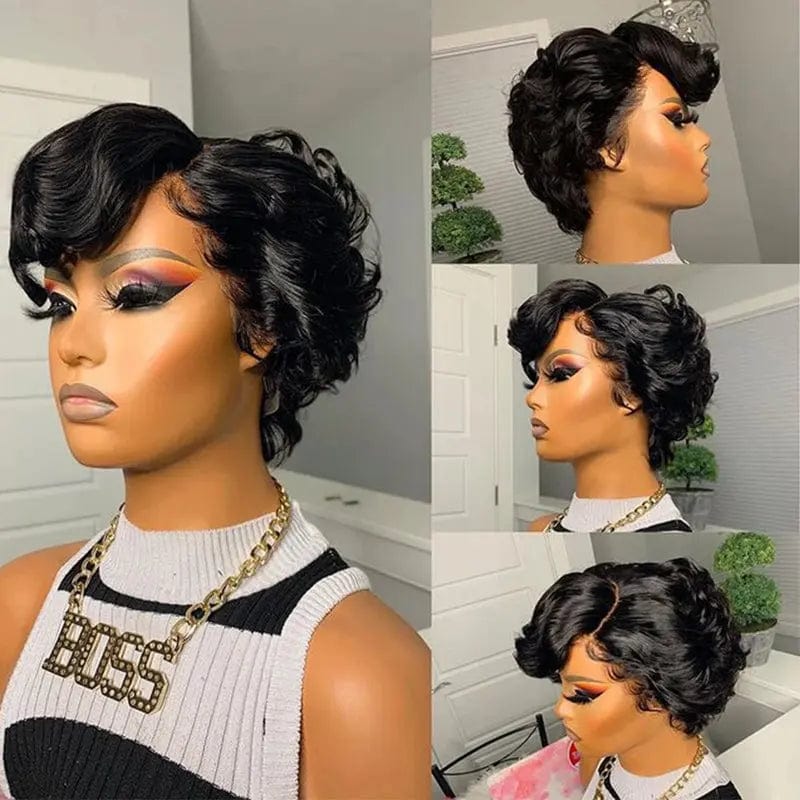 Wholesale Short Bob Wig Pixie Curly Wigs Human Hair Lace Front Wigs for Black Women