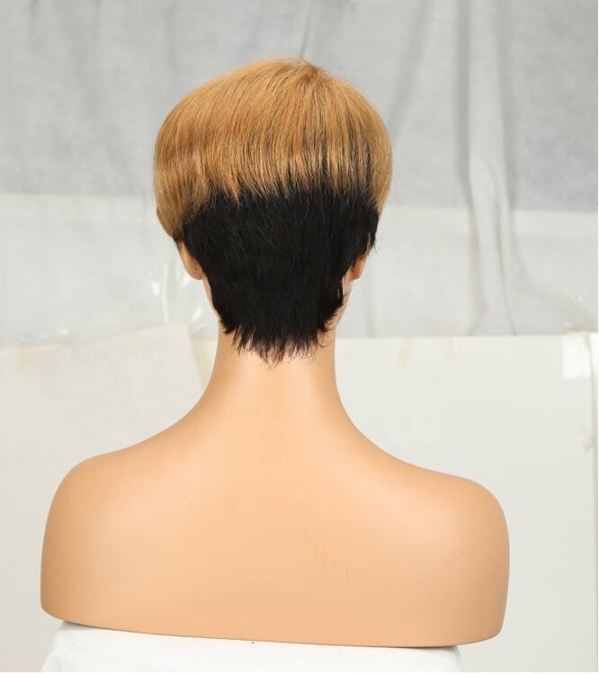 Wholesale Short Bob Wigs Pixie Cut wholesale ombre 100% wet and wavy with bangs blonde 613 virgin curly wig human hair