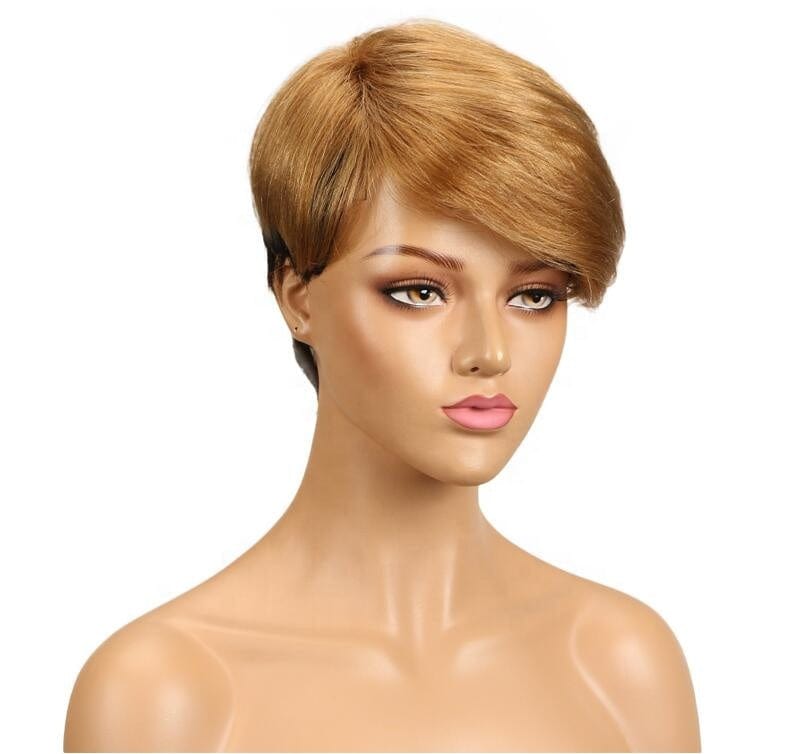 Wholesale Short Bob Wigs Pixie Cut wholesale ombre 100% wet and wavy with bangs blonde 613 virgin curly wig human hair