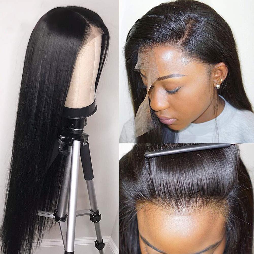 Wholesale Straight Human Hair Lace Front Wig 4X4 Transparent Lace Closure Wig Wet And Wavy Indian Hair Wig 10-30 Inches