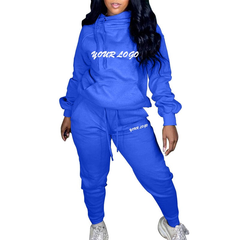 Wholesale Two Piece Sweat Suit Women Jogging Suits Hoodies Custom Two Piece Suit Tshirts With Logo Custom Logo Printed Shirts