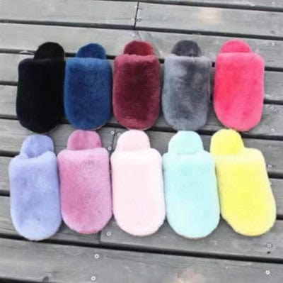 Wholesale women fluffy sheep fur slippers and sandals ladies soft comfortable winter shoes fur slides outdoor