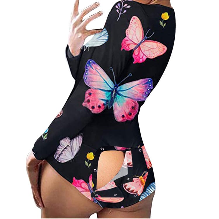 Wholesale Women Pajamas Custom Logo Short Sleeve Solid Sleepwear Nighty Sexy Pajamas with Butt Flap