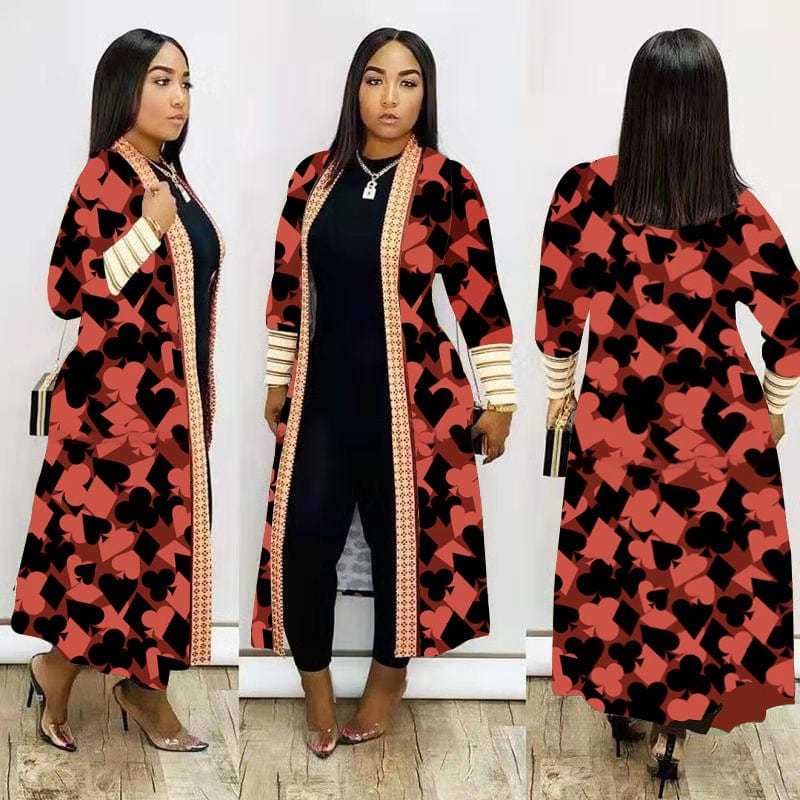 wholesale women S~4X fashion camouflage jacket cardigan leopard long coats for ladies