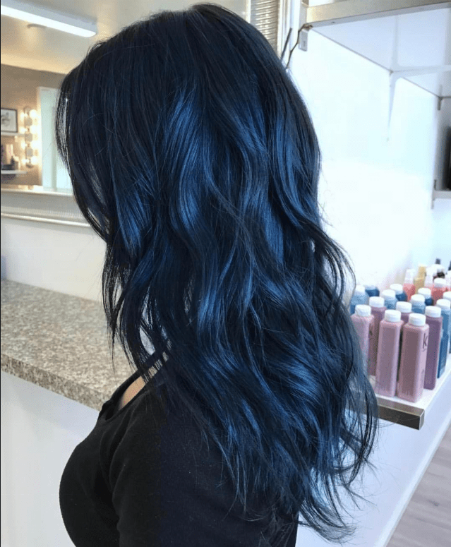 Wigs Factory Dark Blue Natural Wave Peruvian Lace Front Wigs Cuticle aligned Hair Human Wig With Bang