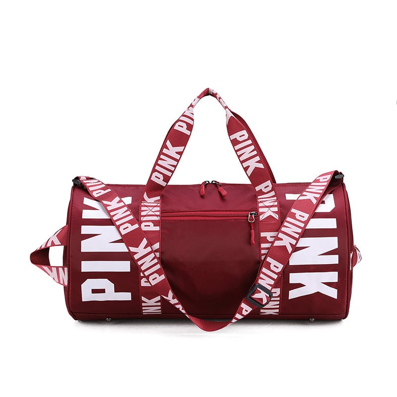 Wine Red New Zipper Weekender Sport Gym Outdoor Pink Ladies Travel Bag Luggage Waterproof Duffle Fitness Bag Women